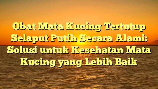 Obat Mata Kucing Tertutup Selaput Putih Secara Alami: Solusi untuk Kesehatan Mata Kucing yang Lebih Baik