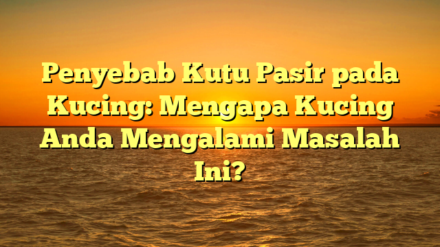 Penyebab Kutu Pasir pada Kucing: Mengapa Kucing Anda Mengalami Masalah Ini?