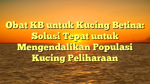 Obat KB untuk Kucing Betina: Solusi Tepat untuk Mengendalikan Populasi Kucing Peliharaan