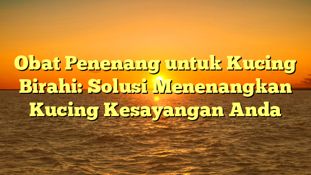 Obat Penenang untuk Kucing Birahi: Solusi Menenangkan Kucing Kesayangan Anda