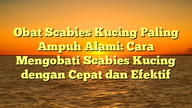 Obat Scabies Kucing Paling Ampuh Alami: Cara Mengobati Scabies Kucing dengan Cepat dan Efektif